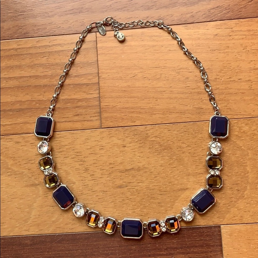 Lia Sophia Navy and Amber Jewel Necklace
